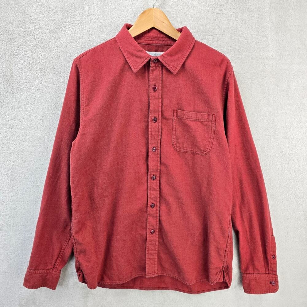 Outerknown Blanket Shirt Mens Large Red One Pocket Button Up Flannel Organic